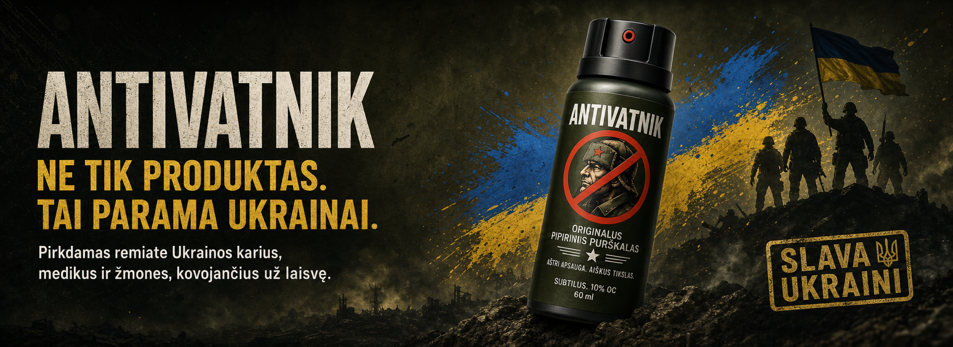 ANTIVATNIK parama Ukrainai hero banner